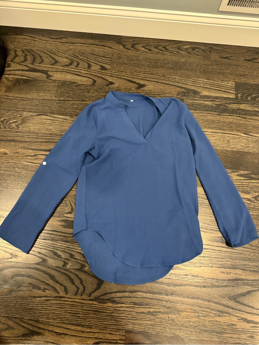 Amazon Blue V-Neck Long Sleeve Blouse
